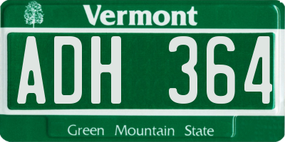 VT license plate ADH364
