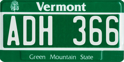 VT license plate ADH366