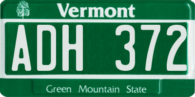VT license plate ADH372