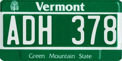 VT license plate ADH378