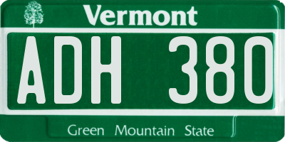 VT license plate ADH380
