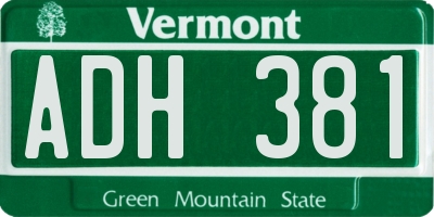 VT license plate ADH381