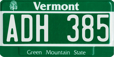 VT license plate ADH385