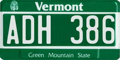 VT license plate ADH386