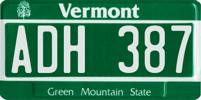VT license plate ADH387
