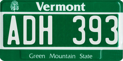 VT license plate ADH393