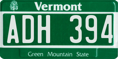 VT license plate ADH394