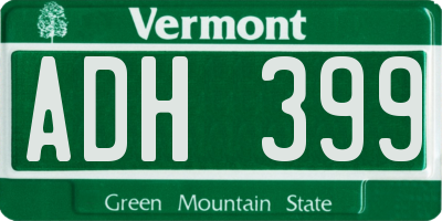 VT license plate ADH399