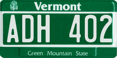 VT license plate ADH402