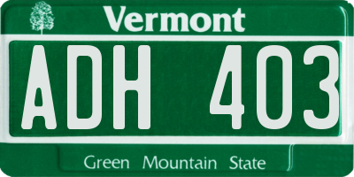 VT license plate ADH403