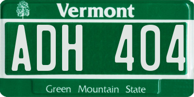 VT license plate ADH404