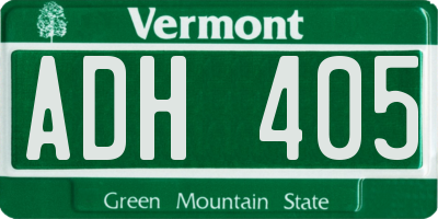 VT license plate ADH405