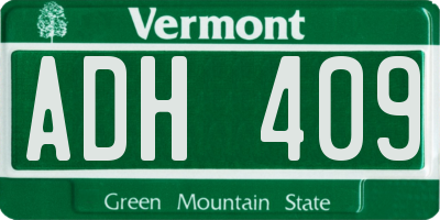 VT license plate ADH409