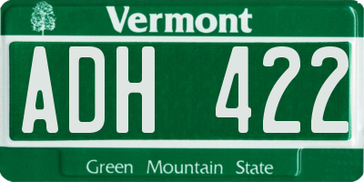 VT license plate ADH422