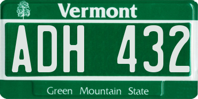 VT license plate ADH432