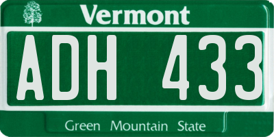 VT license plate ADH433