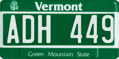 VT license plate ADH449