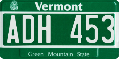 VT license plate ADH453