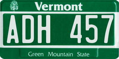 VT license plate ADH457
