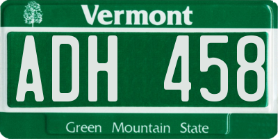VT license plate ADH458
