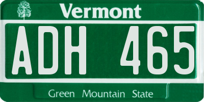 VT license plate ADH465