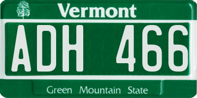 VT license plate ADH466