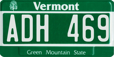 VT license plate ADH469