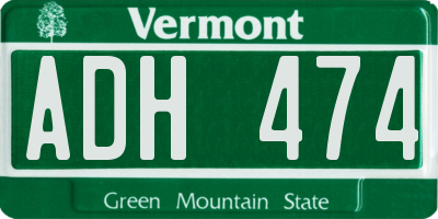 VT license plate ADH474