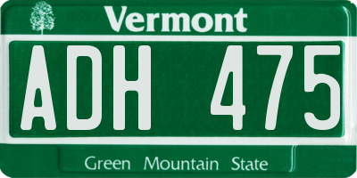 VT license plate ADH475