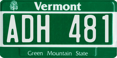 VT license plate ADH481