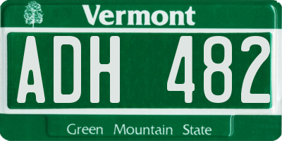 VT license plate ADH482