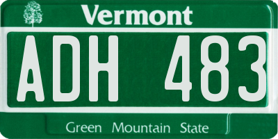 VT license plate ADH483