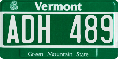 VT license plate ADH489