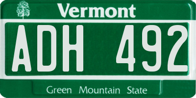 VT license plate ADH492