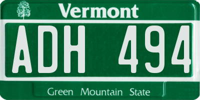 VT license plate ADH494