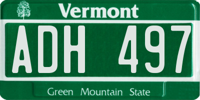 VT license plate ADH497
