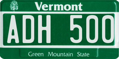 VT license plate ADH500
