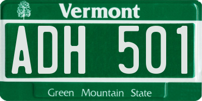 VT license plate ADH501