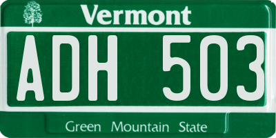 VT license plate ADH503
