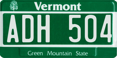 VT license plate ADH504
