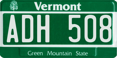 VT license plate ADH508