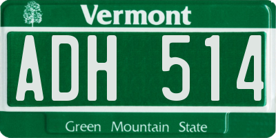 VT license plate ADH514