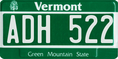 VT license plate ADH522