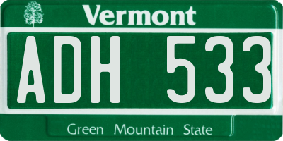 VT license plate ADH533
