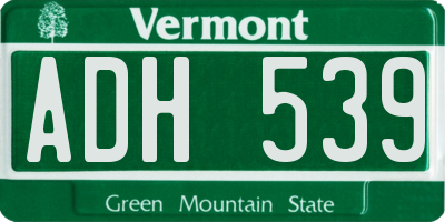 VT license plate ADH539