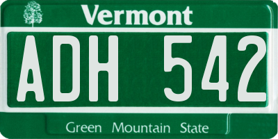 VT license plate ADH542