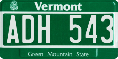 VT license plate ADH543