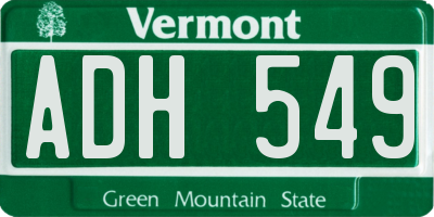 VT license plate ADH549