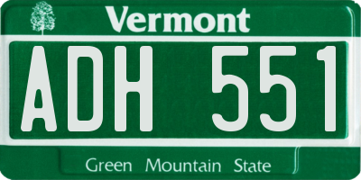 VT license plate ADH551