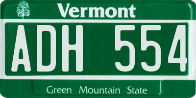 VT license plate ADH554